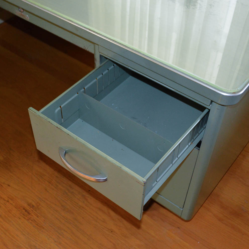 Vintage Steel Age Metal Desk and Chair