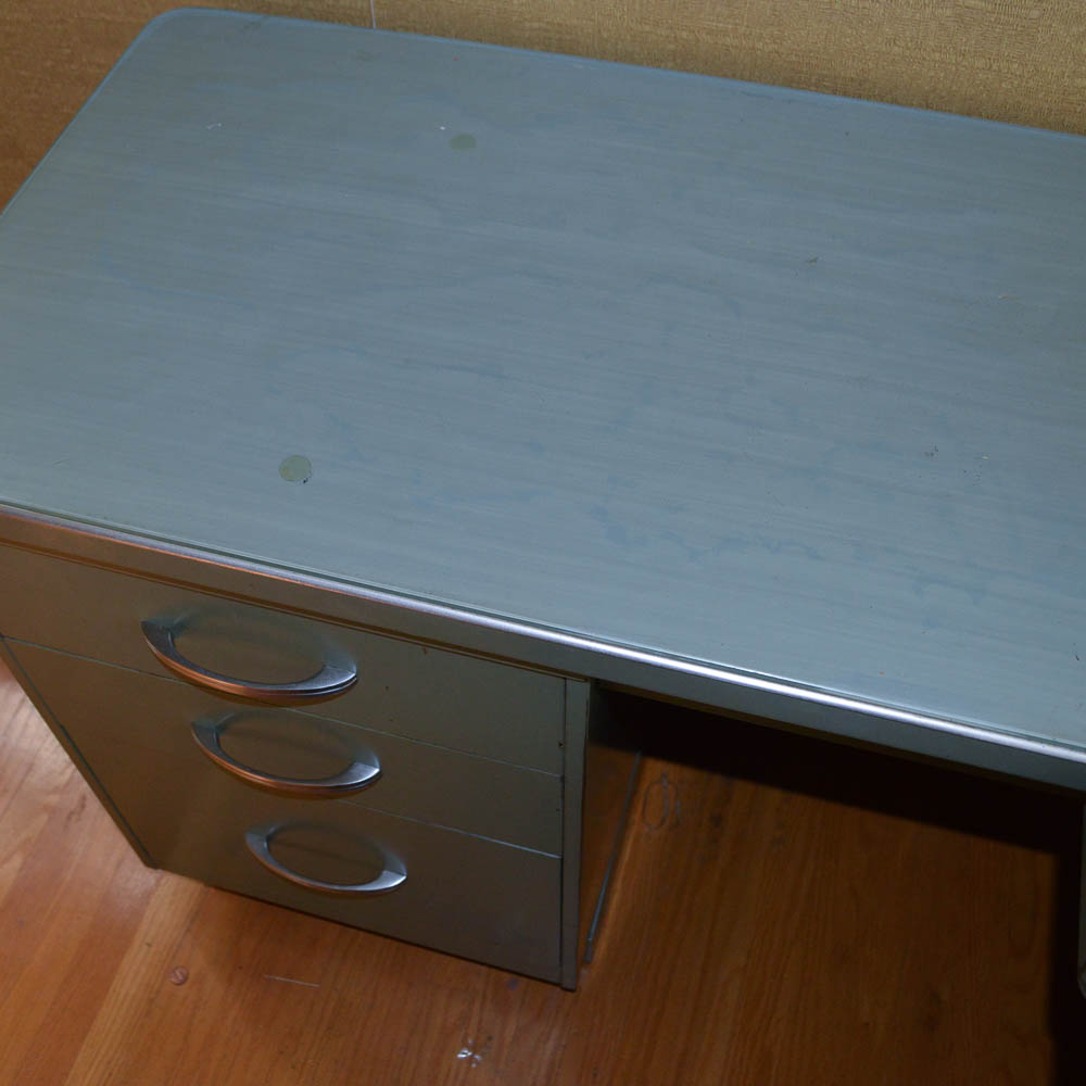 Vintage Steel Age Metal Desk and Chair