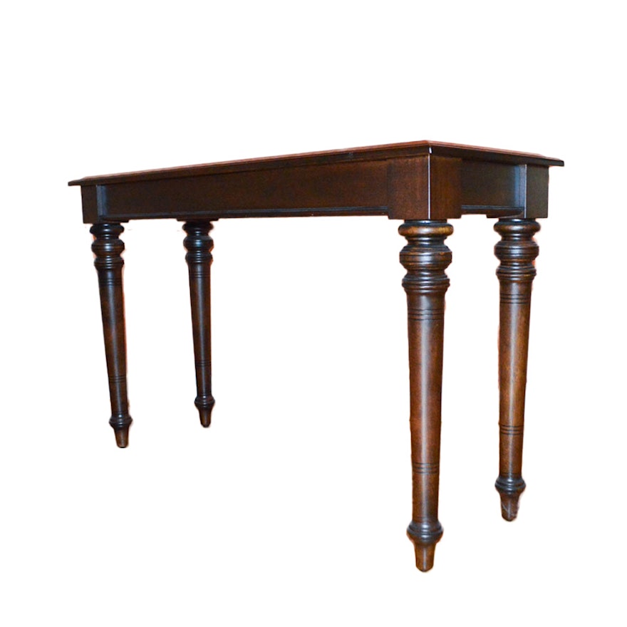 Cane and Glass Top Console Table