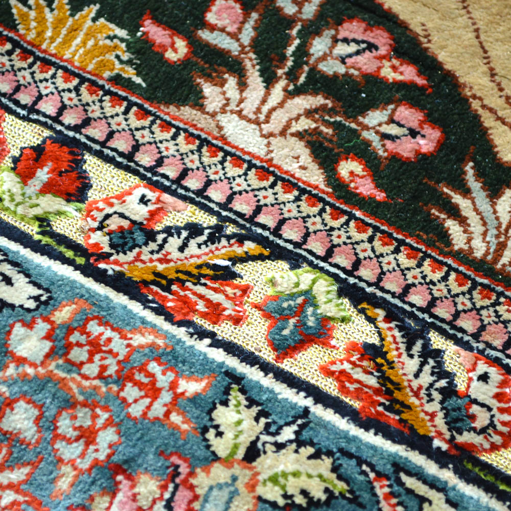 Signed Handwoven Chinese Pictorial Silk Area Rug