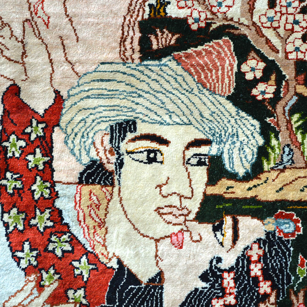 Signed Handwoven Chinese Pictorial Silk Area Rug