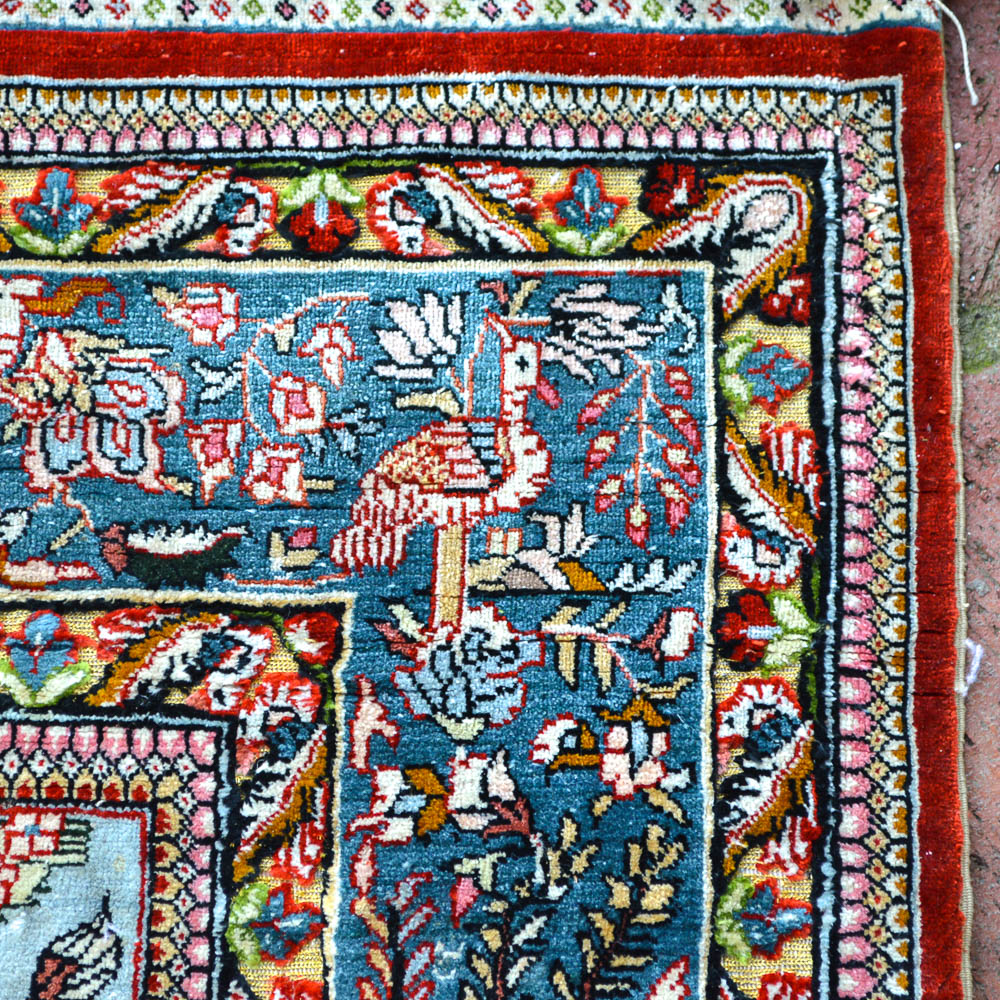 Signed Handwoven Chinese Pictorial Silk Area Rug