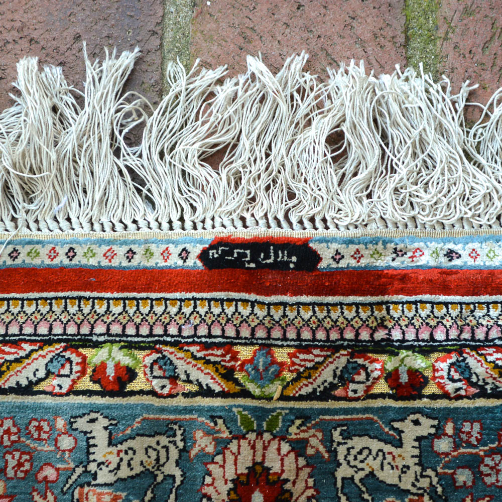 Signed Handwoven Chinese Pictorial Silk Area Rug