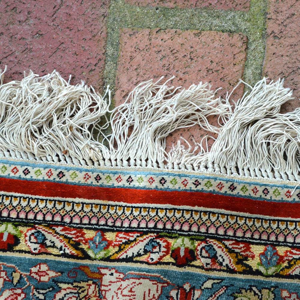 Signed Handwoven Chinese Pictorial Silk Area Rug