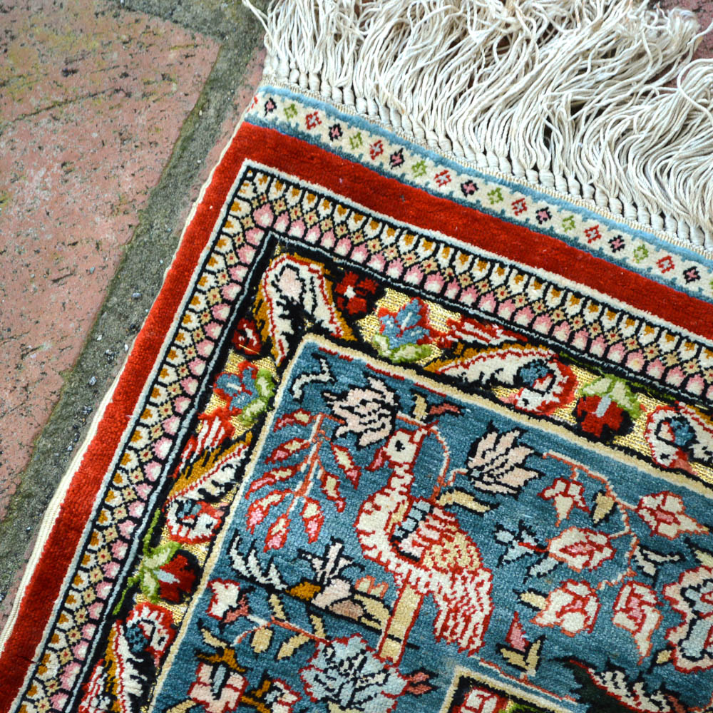 Signed Handwoven Chinese Pictorial Silk Area Rug