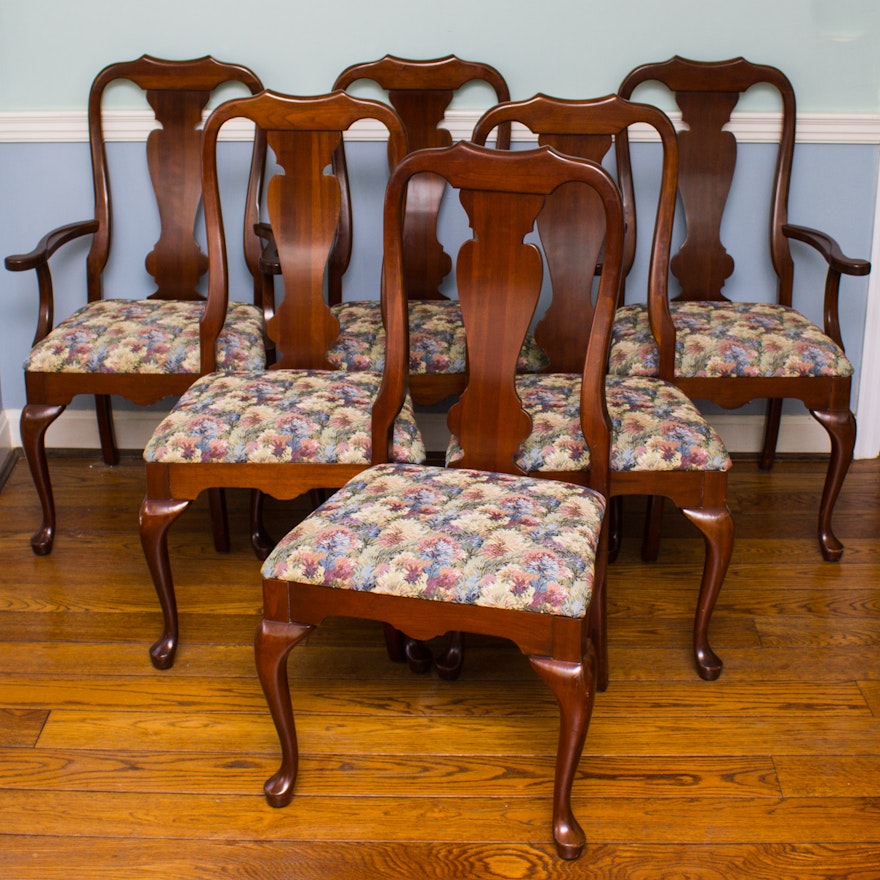 Set of Queen Anne Cherry Dining Chairs