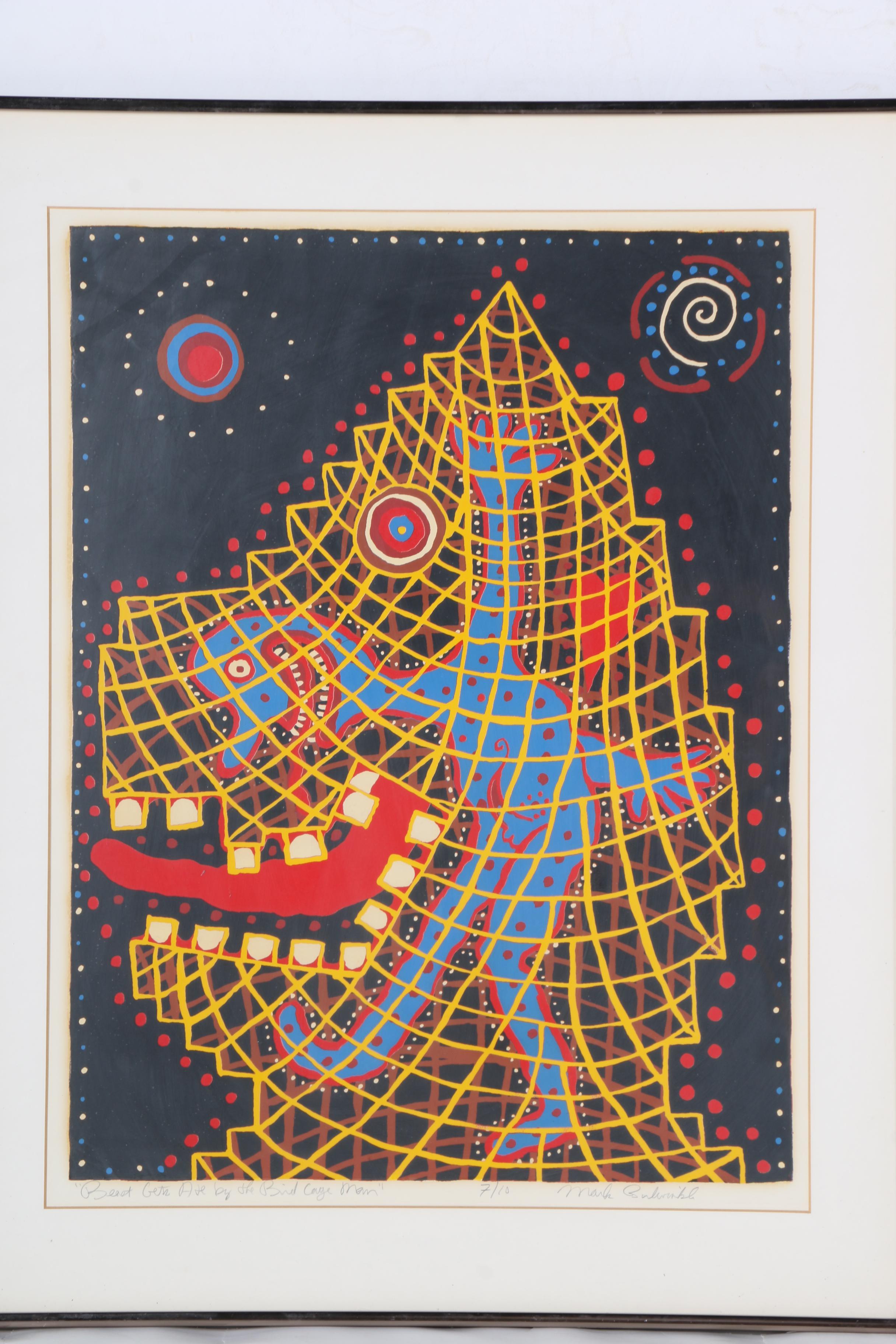 Mark Bulwinkle Limited Edition Serigraph "Beast Gets Ate by the Bird Cage Man"