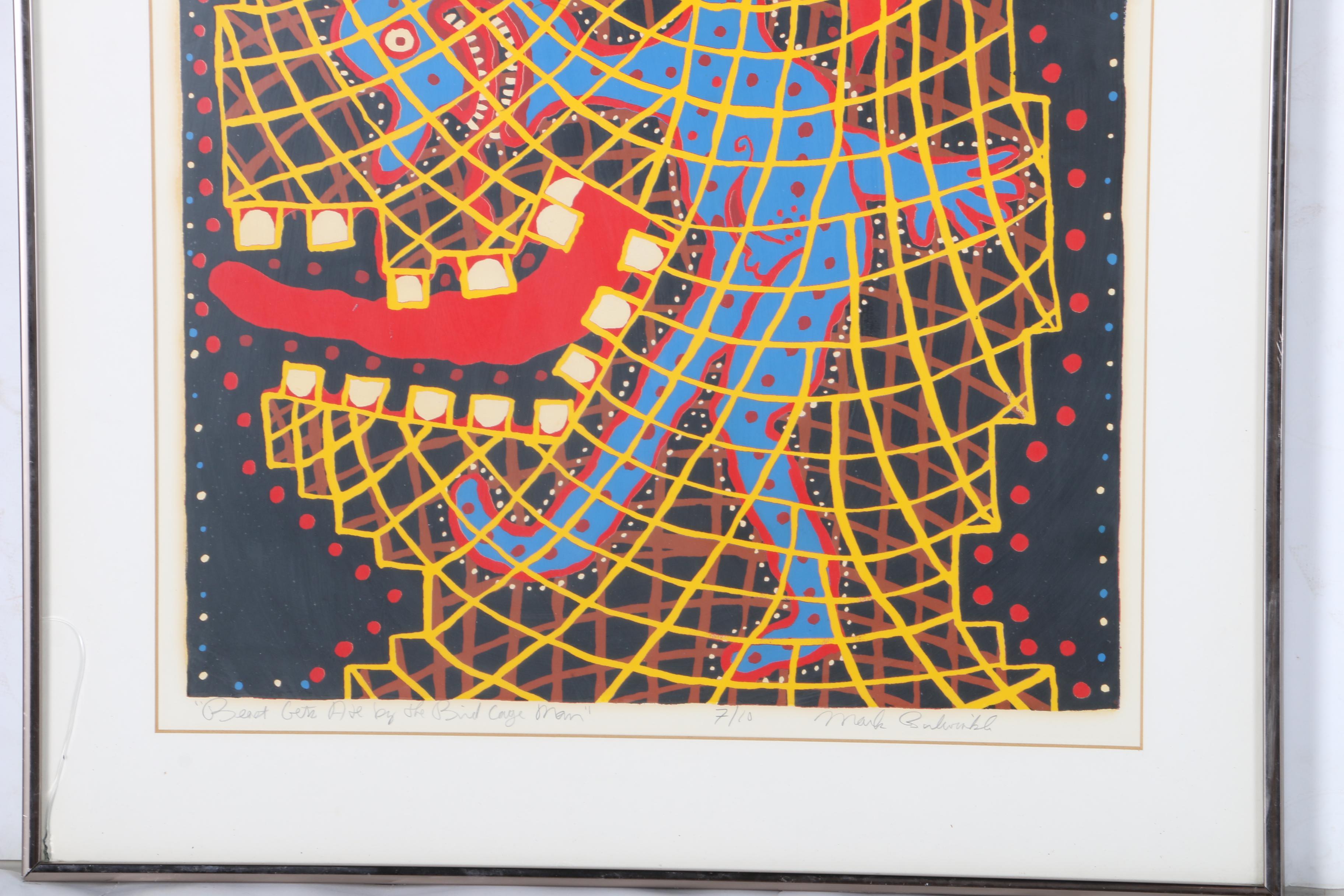 Mark Bulwinkle Limited Edition Serigraph "Beast Gets Ate by the Bird Cage Man"