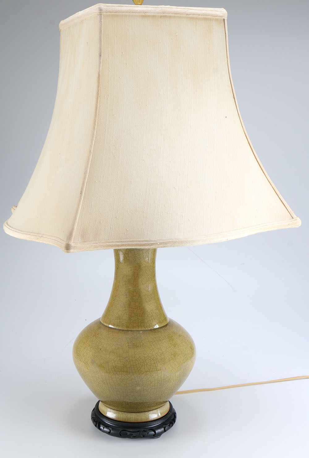 Pair Olive Green Ceramic Table Lamps