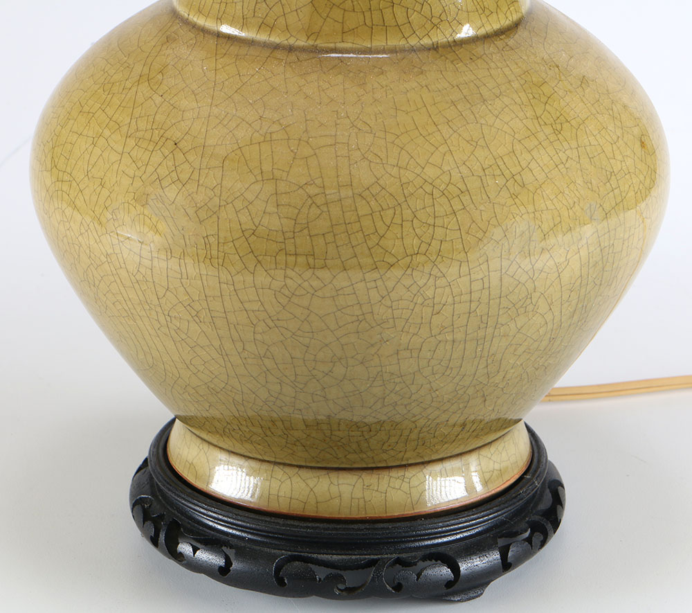 Pair Olive Green Ceramic Table Lamps