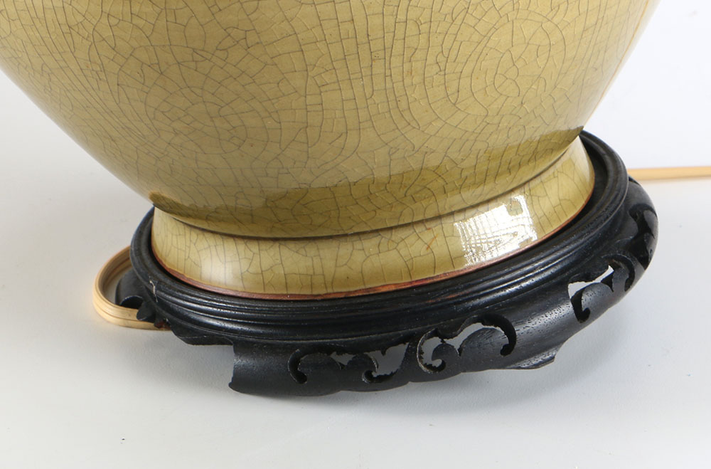 Pair Olive Green Ceramic Table Lamps