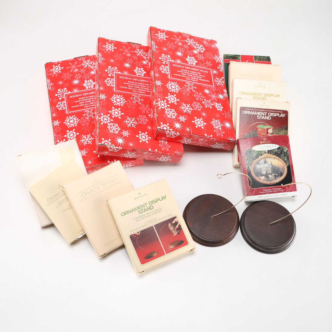 Collection of Ornament Displays and Thomas Kinkade Ornaments