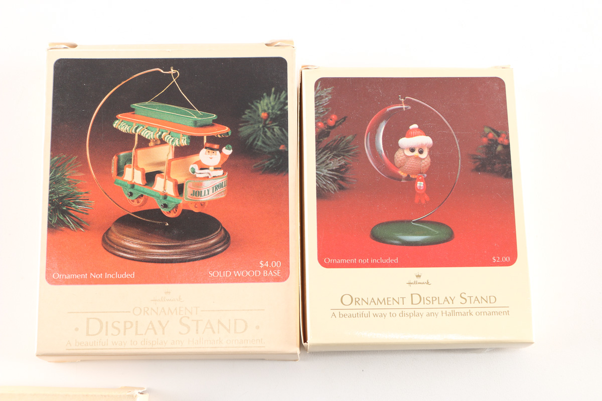 Collection of Ornament Displays and Thomas Kinkade Ornaments