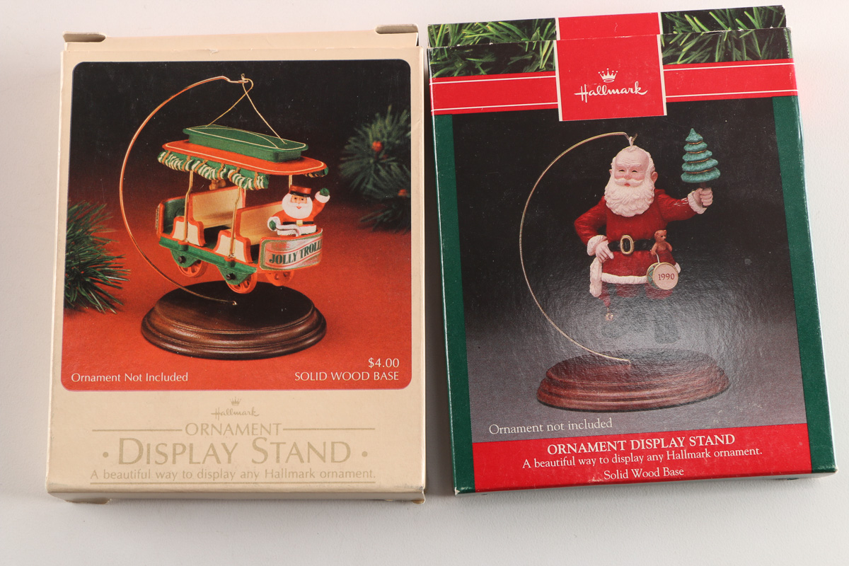 Collection of Ornament Displays and Thomas Kinkade Ornaments