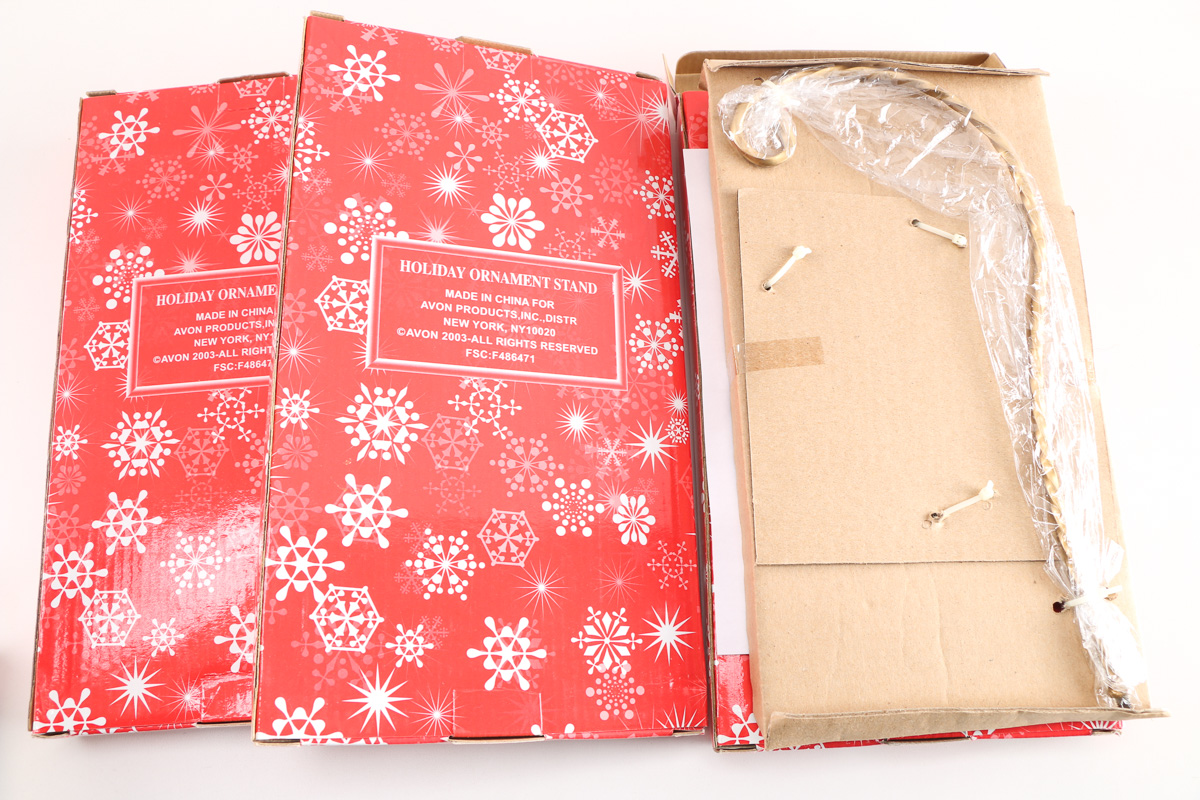 Collection of Ornament Displays and Thomas Kinkade Ornaments