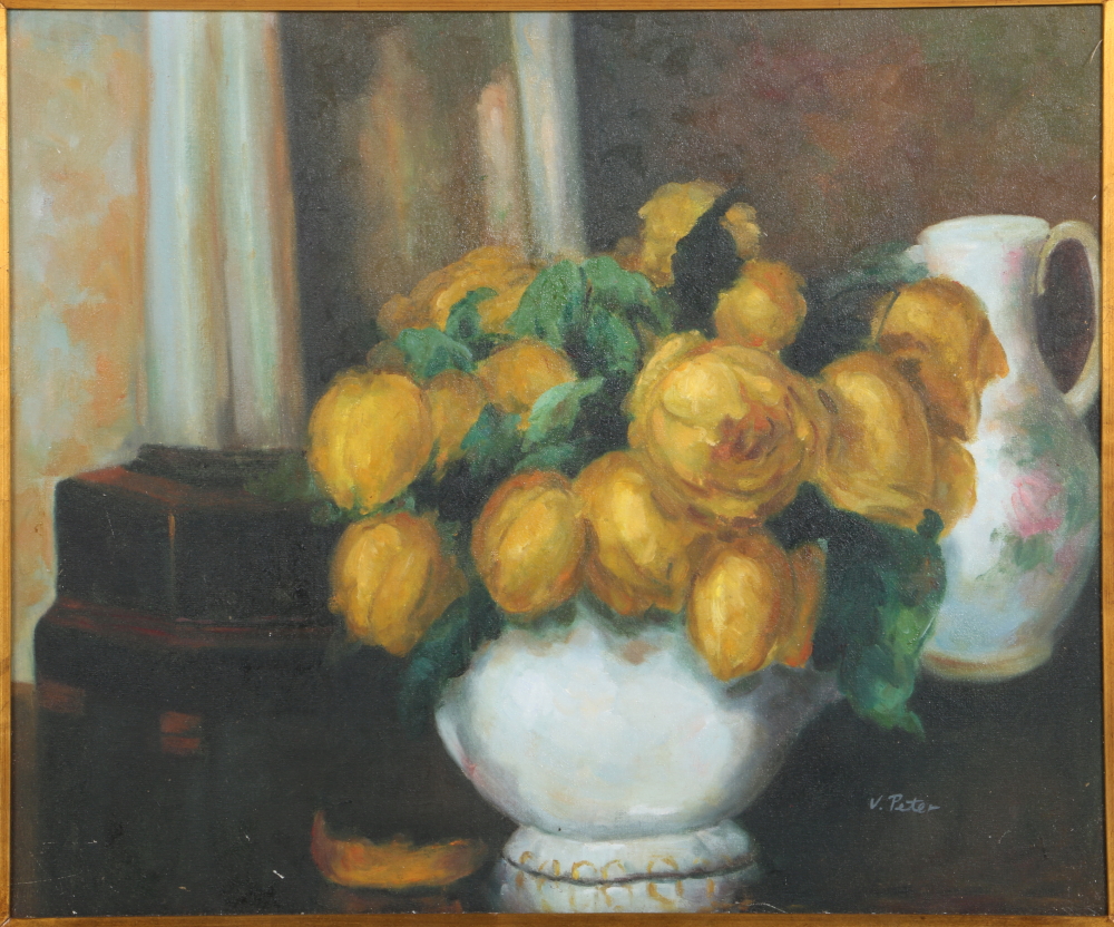 Original Oil on Canvas Still Life Signed V. Peter