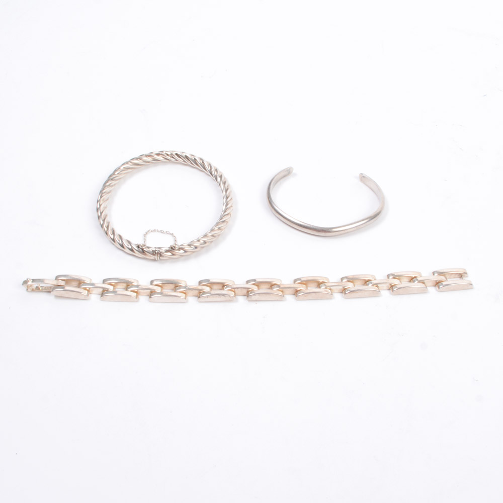 Three Sterling Silver Bracelets