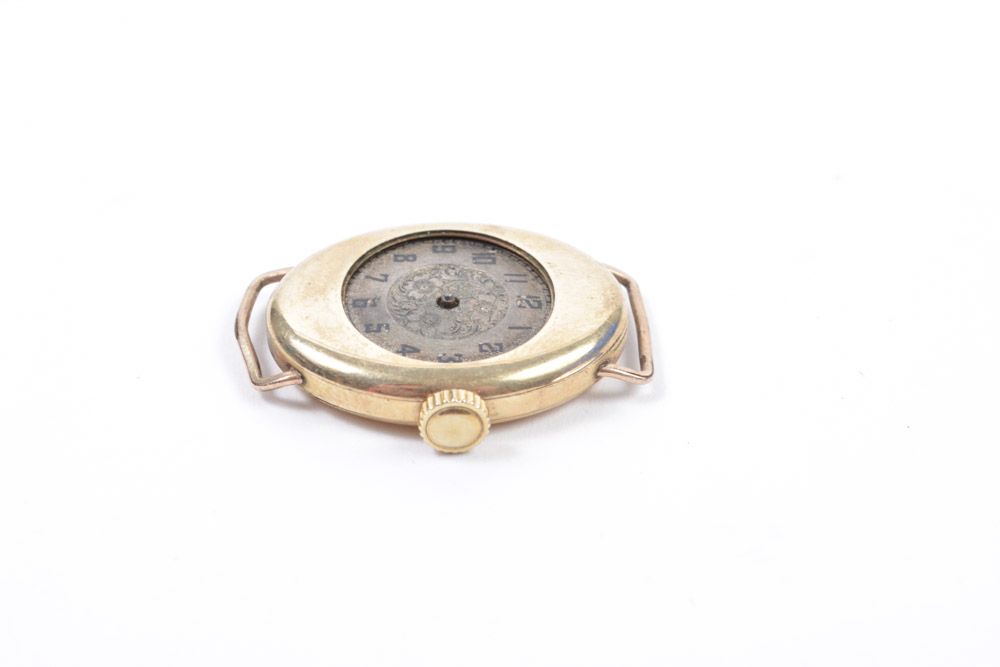 Gold Filled Watch Case and Gold Tone Earrings