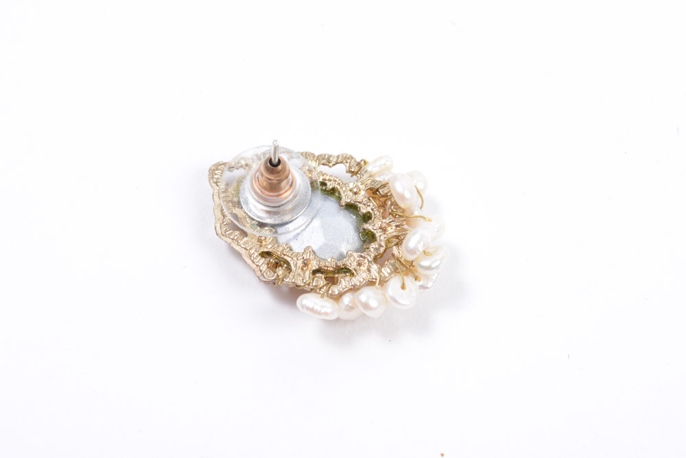 Gold Filled Watch Case and Gold Tone Earrings