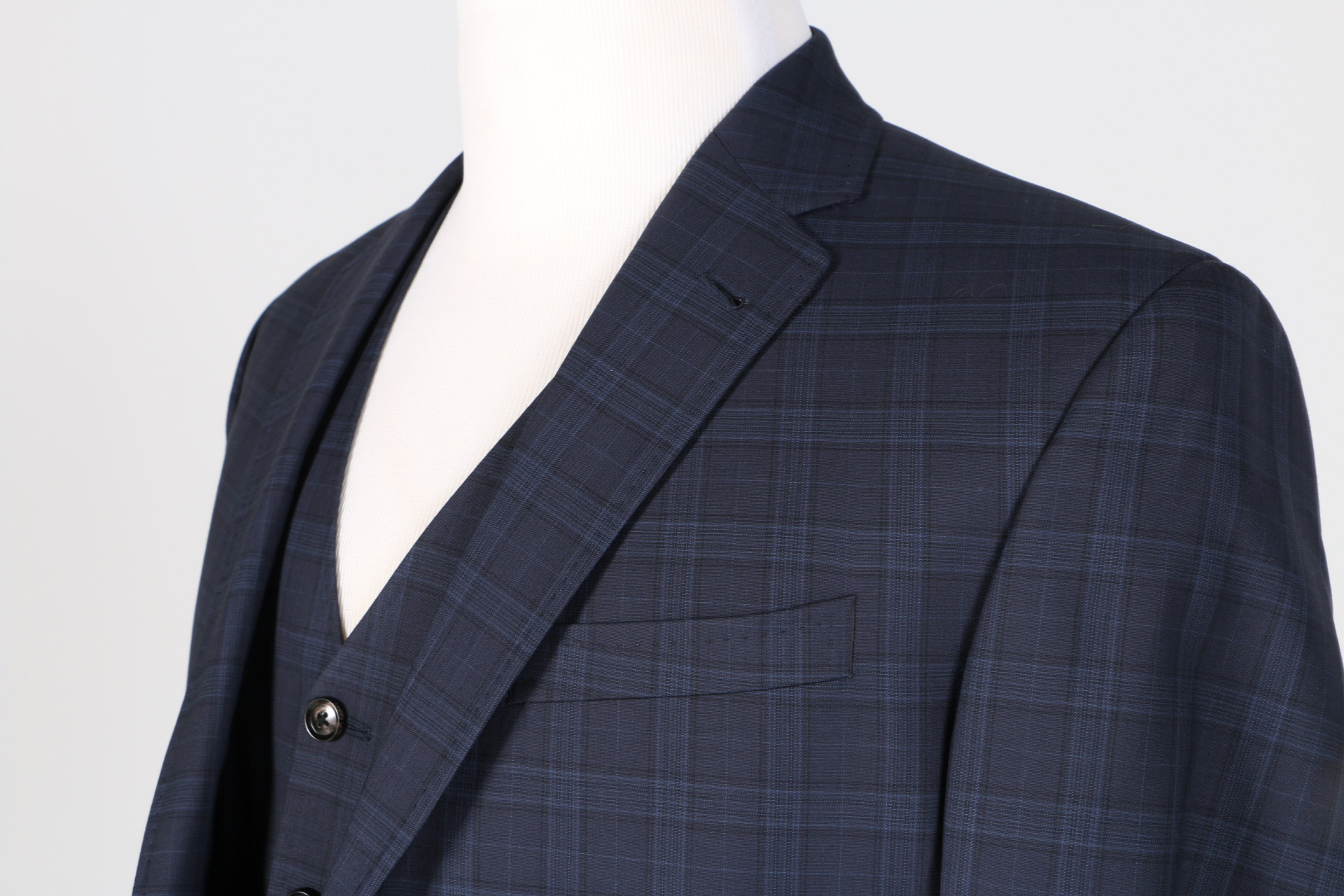 Ted Baker Navy Checked Wool Three Piece Suit