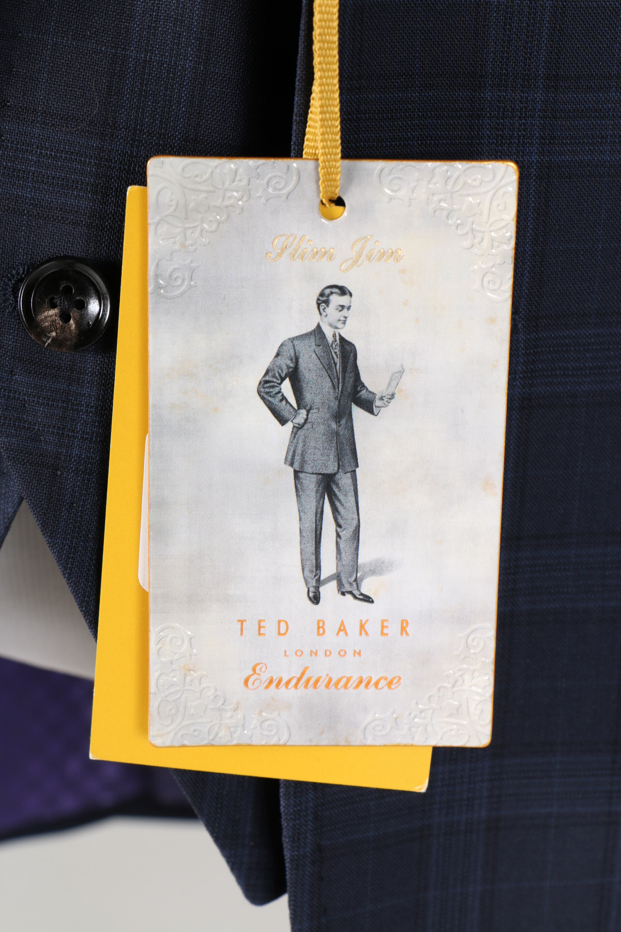 Ted Baker Navy Checked Wool Three Piece Suit