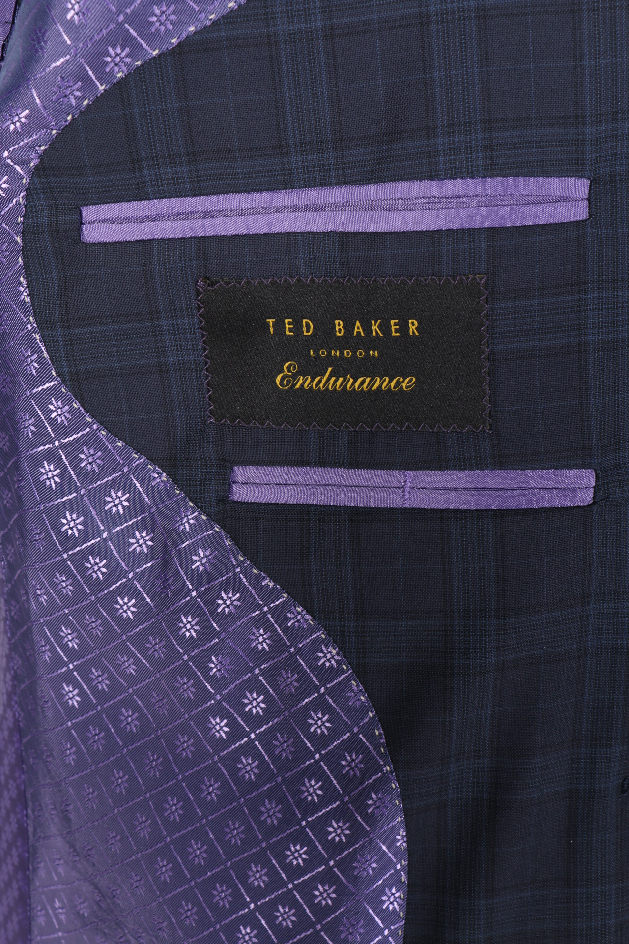 Ted Baker Navy Checked Wool Three Piece Suit