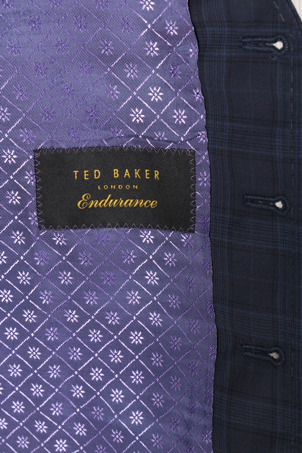 Ted Baker Navy Checked Wool Three Piece Suit