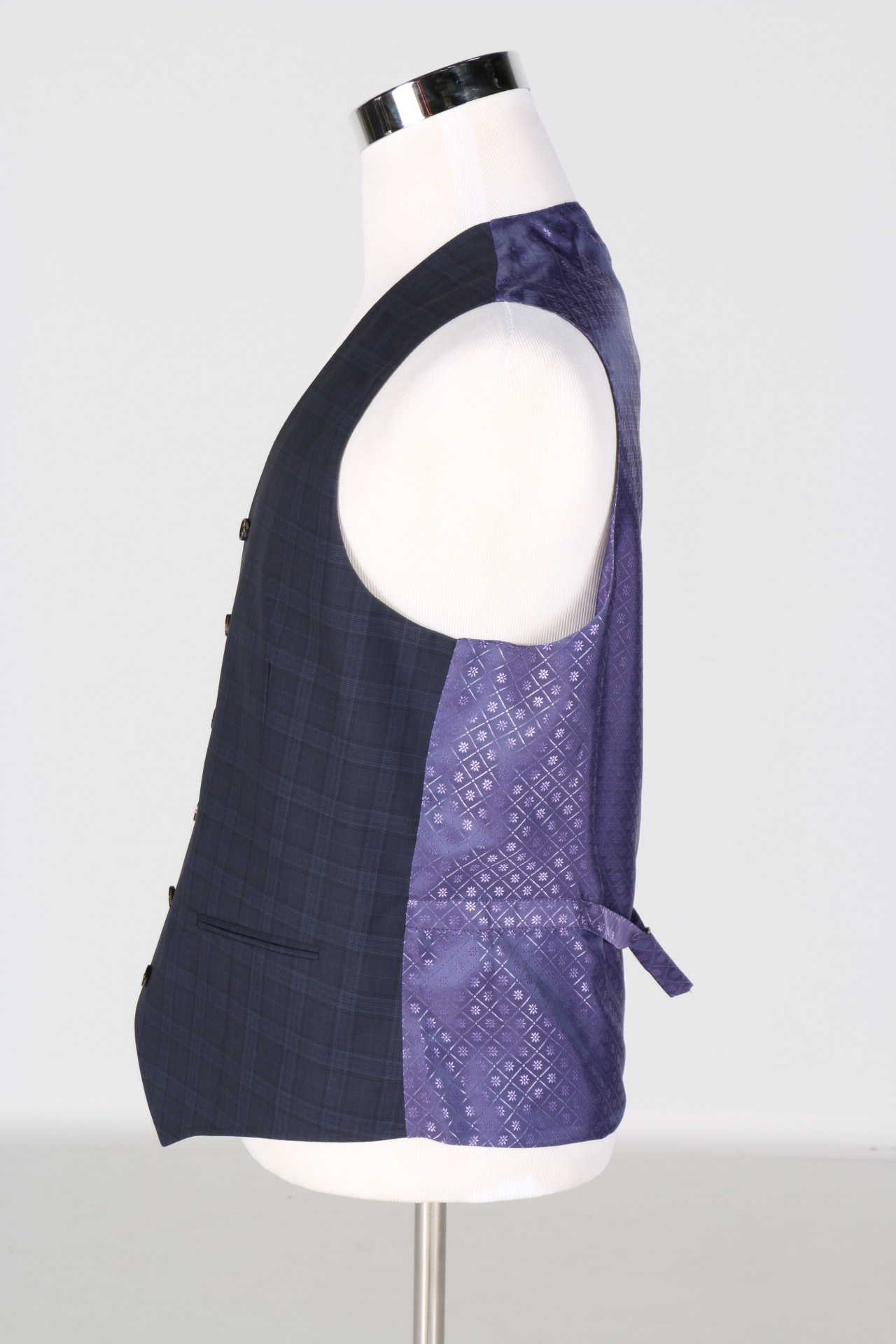 Ted Baker Navy Checked Wool Three Piece Suit