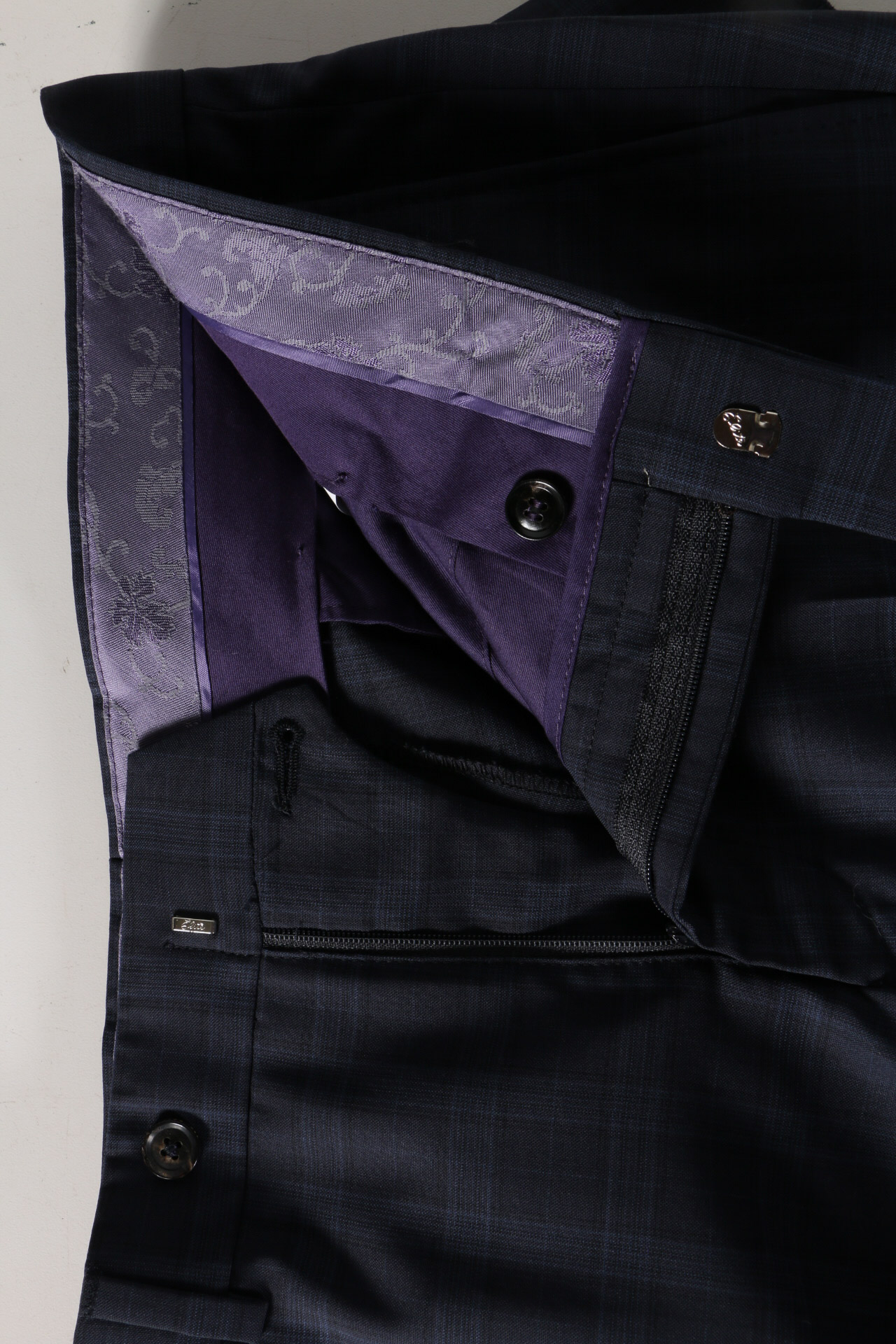 Ted Baker Navy Checked Wool Three Piece Suit