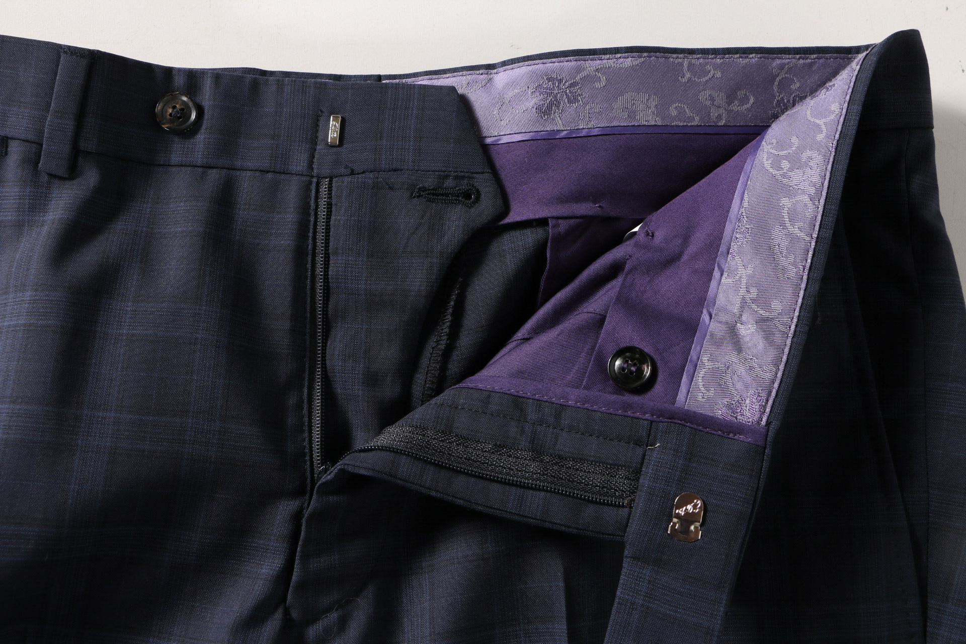 Ted Baker Navy Checked Wool Three Piece Suit