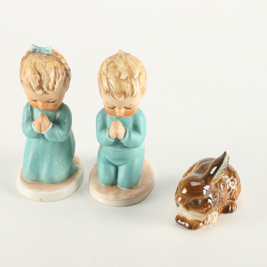 Goebel W. Germany "A Child's Prayer" Figurines With Rabbit
