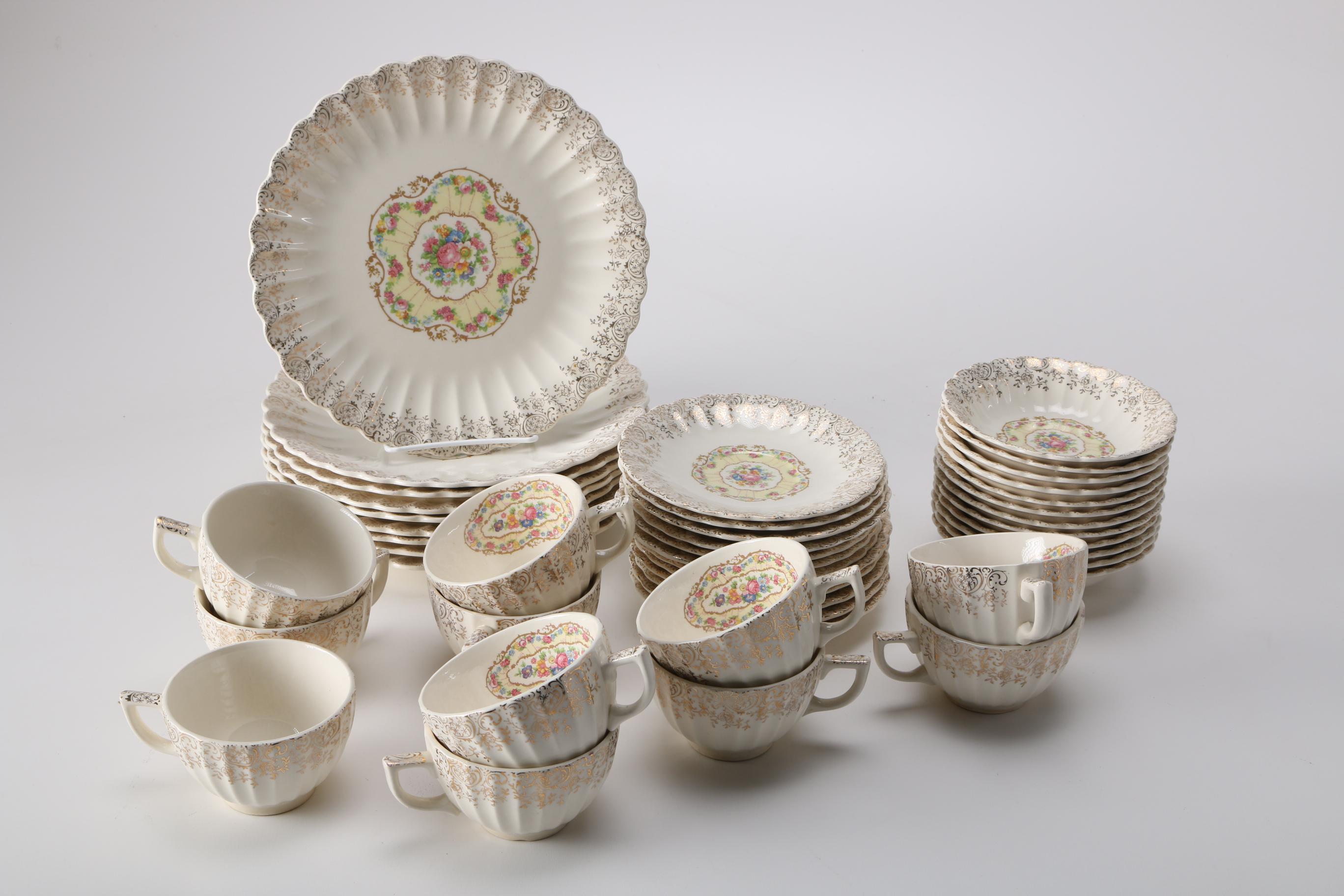 Set of American Limoges 22K Gold "Toledo Delight" Tableware