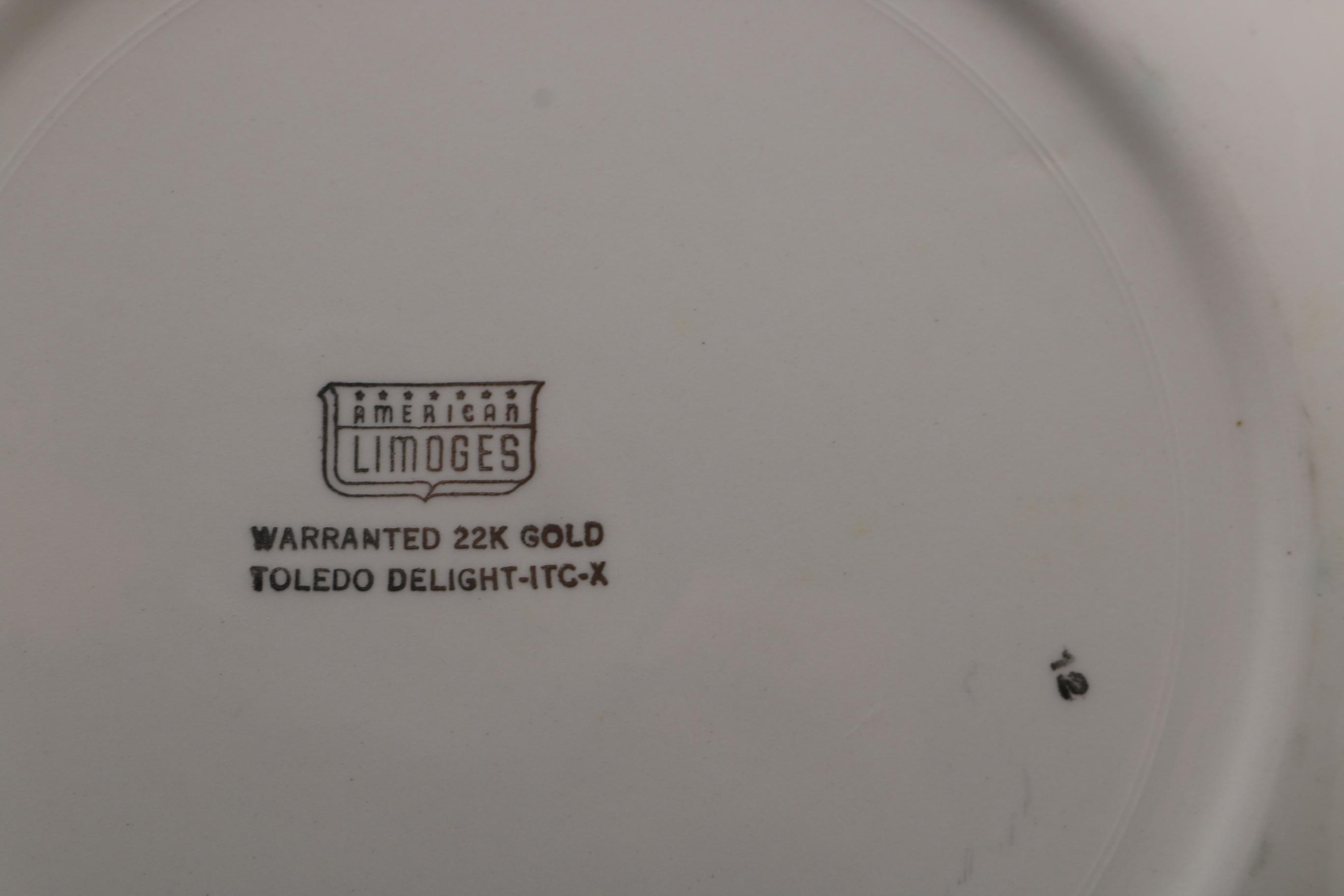 Set of American Limoges 22K Gold "Toledo Delight" Tableware