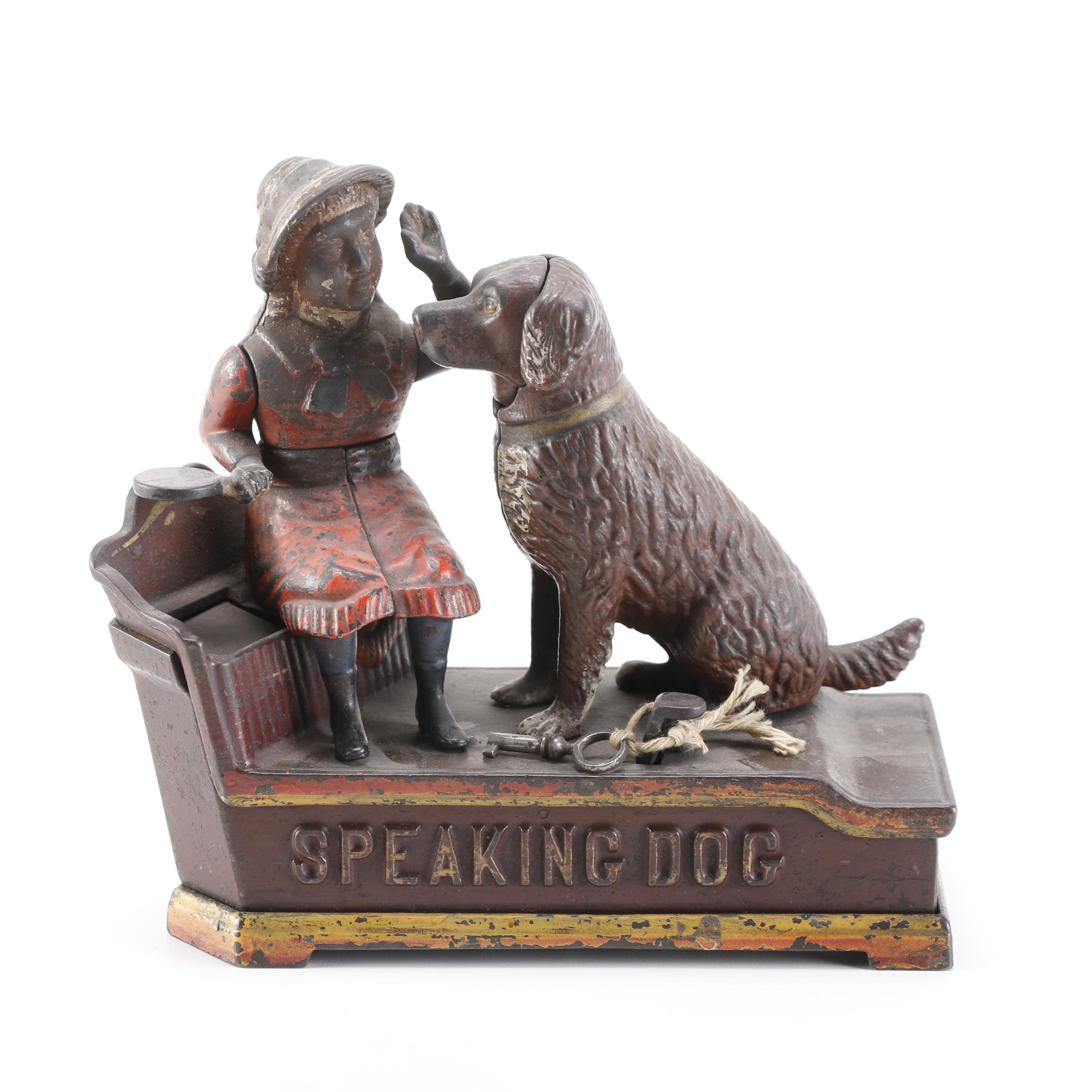 Antique Shepherd Hardware Co. "Speaking Dog" Cast Iron Toy Bank