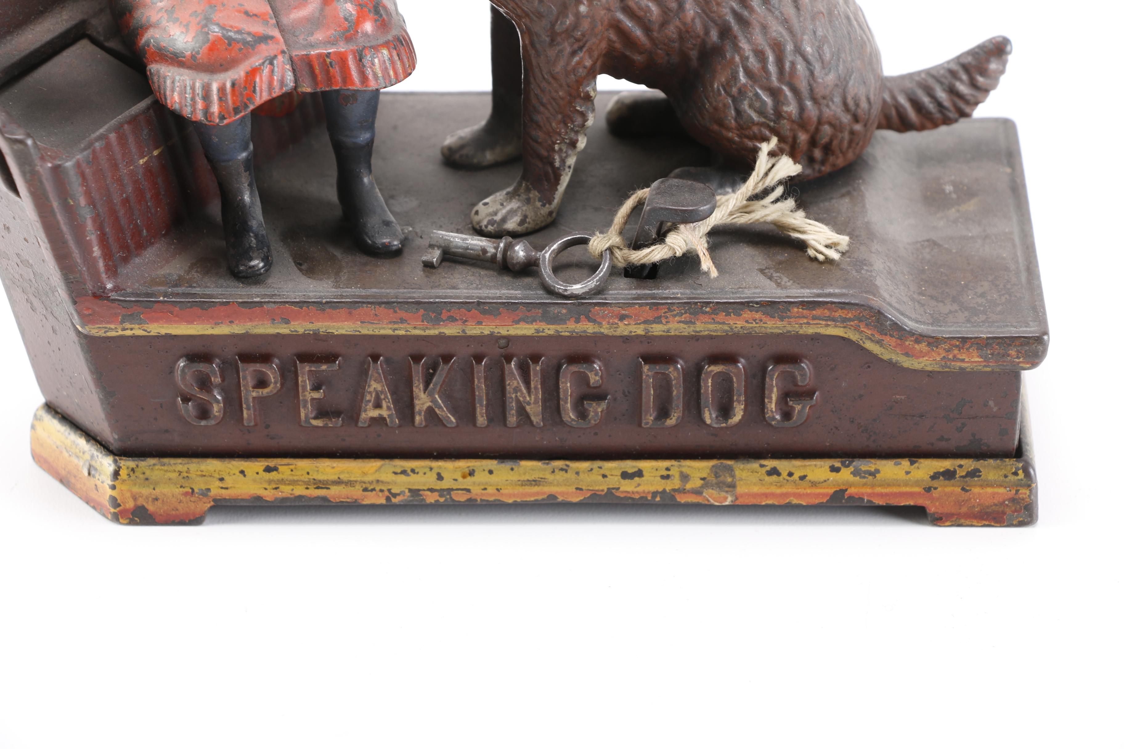 Antique Shepherd Hardware Co. "Speaking Dog" Cast Iron Toy Bank