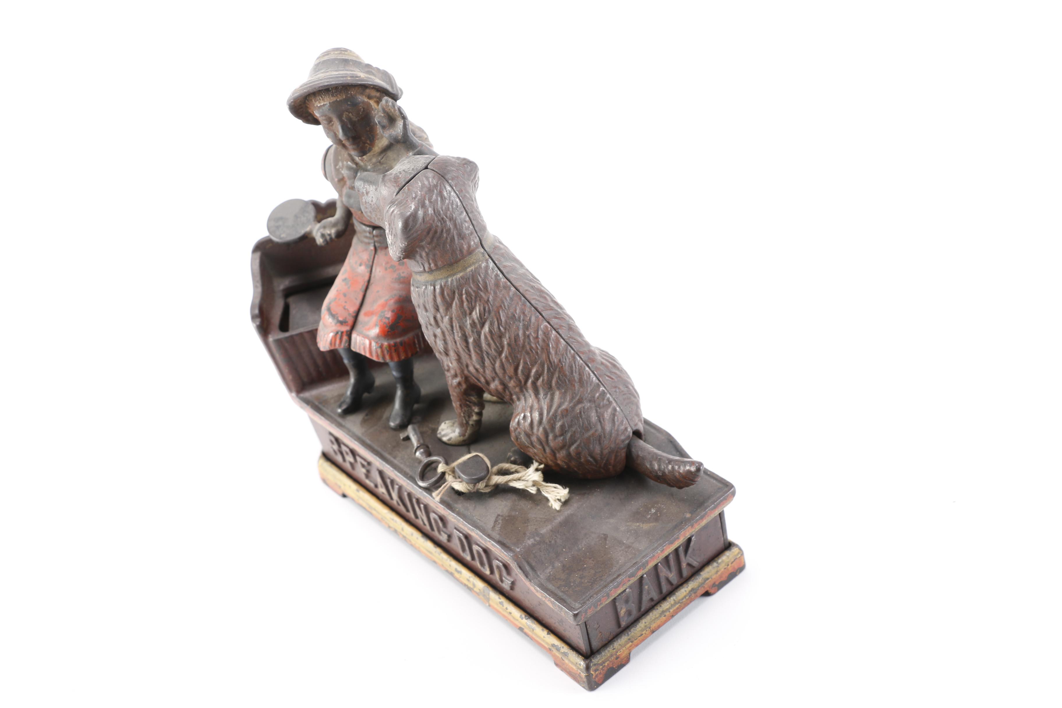 Antique Shepherd Hardware Co. "Speaking Dog" Cast Iron Toy Bank
