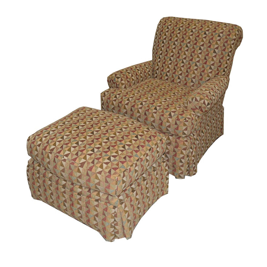 Upholstered Armchair and Matching Ottoman by Fairfield