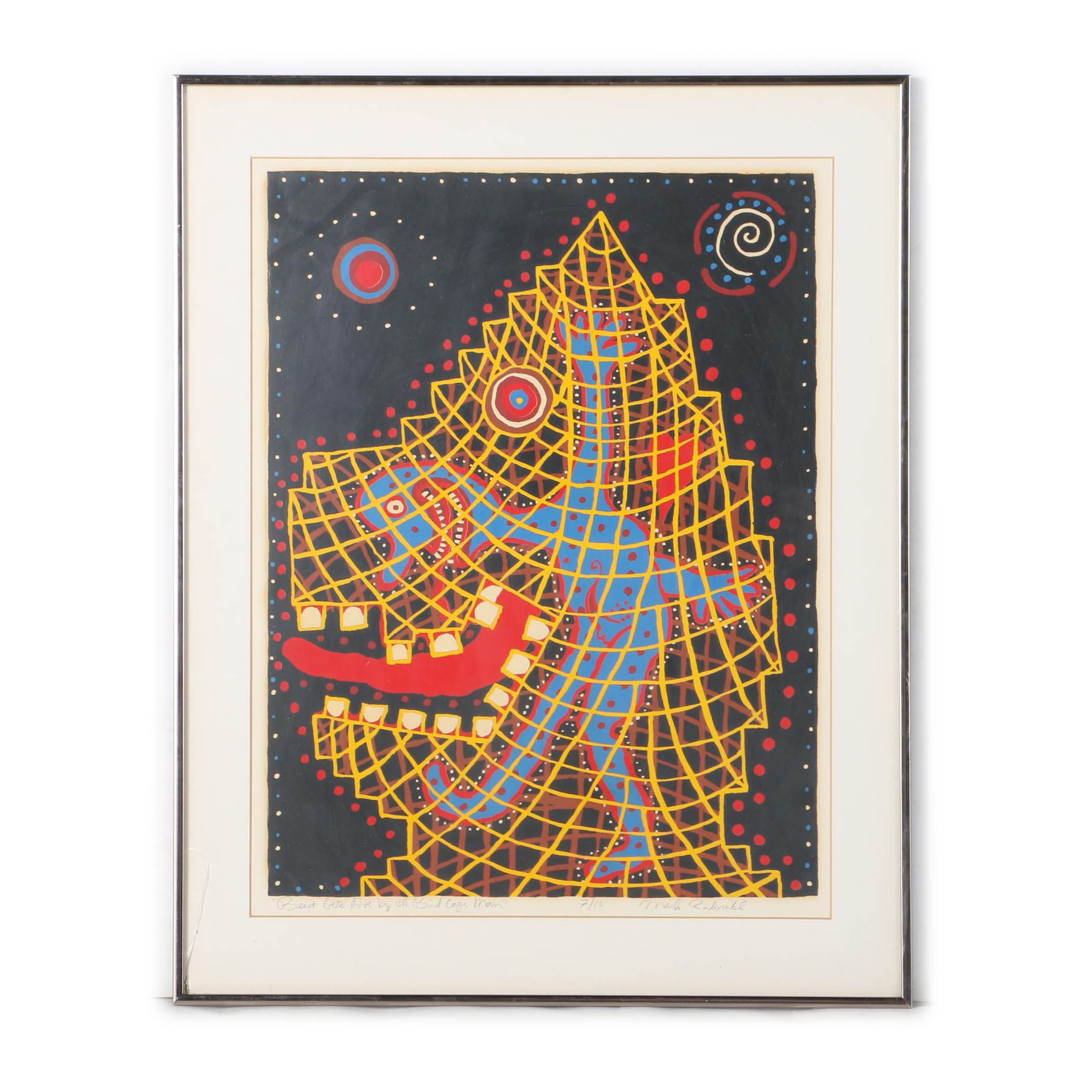 Mark Bulwinkle Limited Edition Serigraph "Beast Gets Ate by the Bird Cage Man"