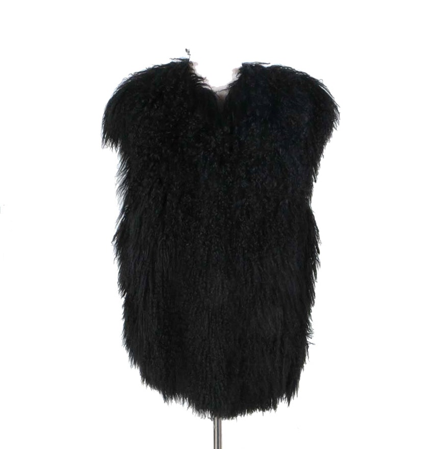 Black Mongolian Lamb Fur Vest