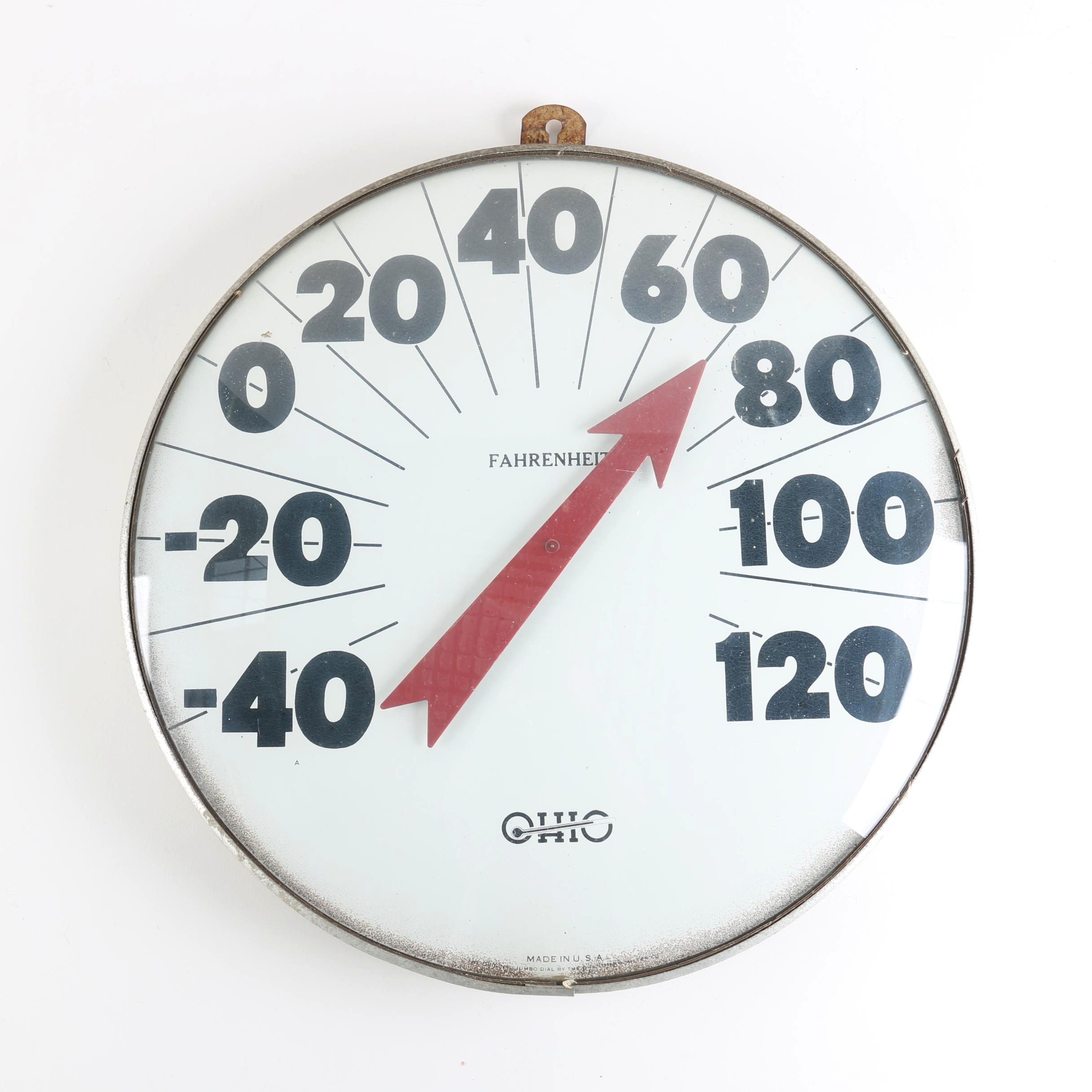 Vintage Ohio Thermometer Company Jumbo Dial Thermometer