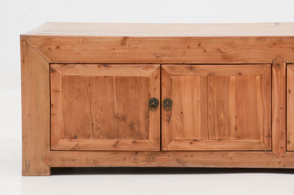 Distressed Wood Coffee Table with Cabinets