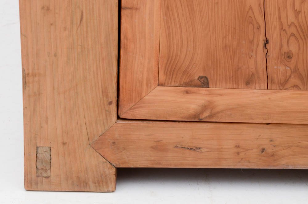 Distressed Wood Coffee Table with Cabinets