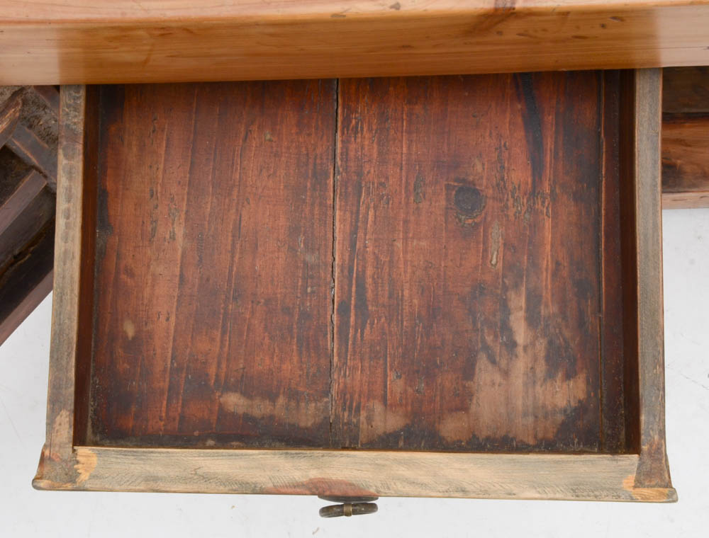 Distressed Wood Coffee Table with Cabinets