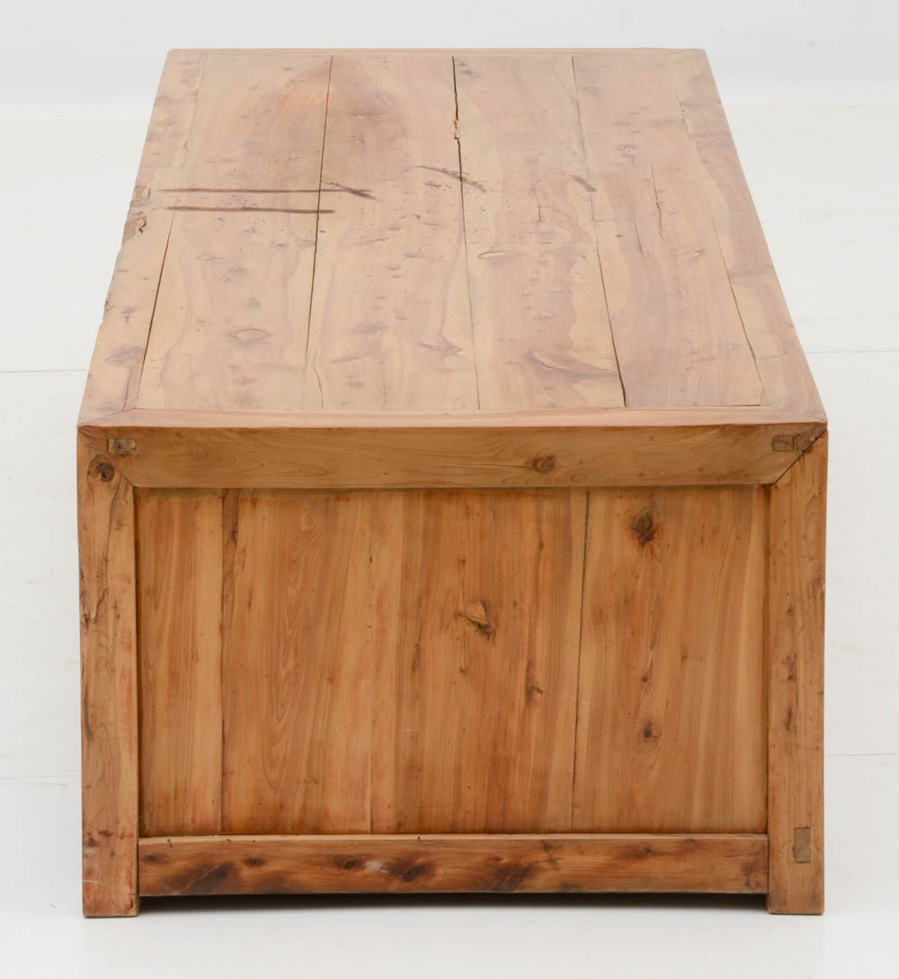 Distressed Wood Coffee Table with Cabinets