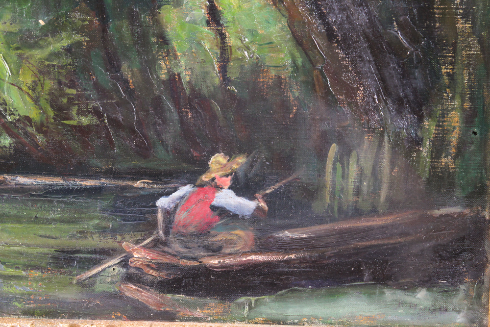 Antique Oil on Canvas with Elaborate Gilt Frame