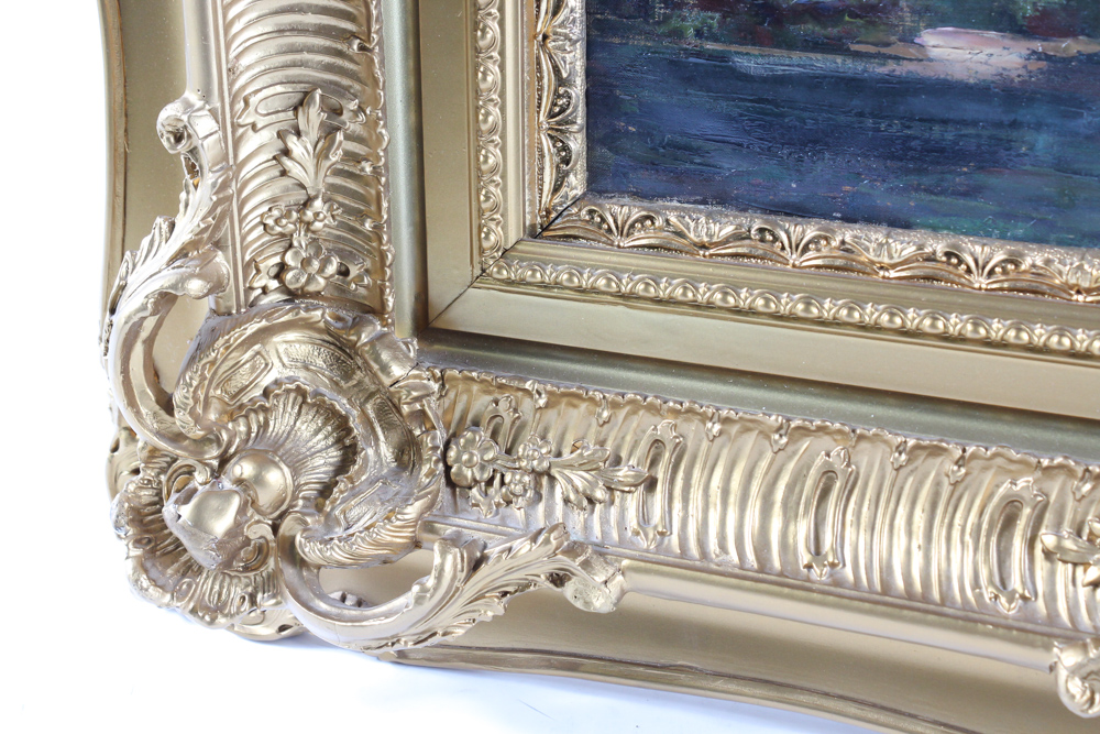 Antique Oil on Canvas with Elaborate Gilt Frame