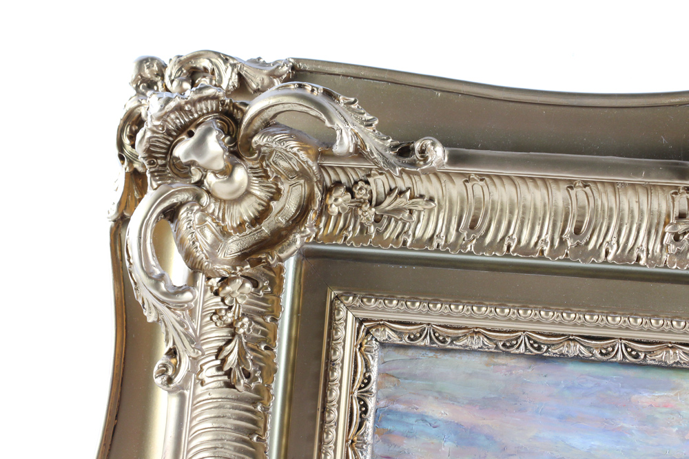 Antique Oil on Canvas with Elaborate Gilt Frame