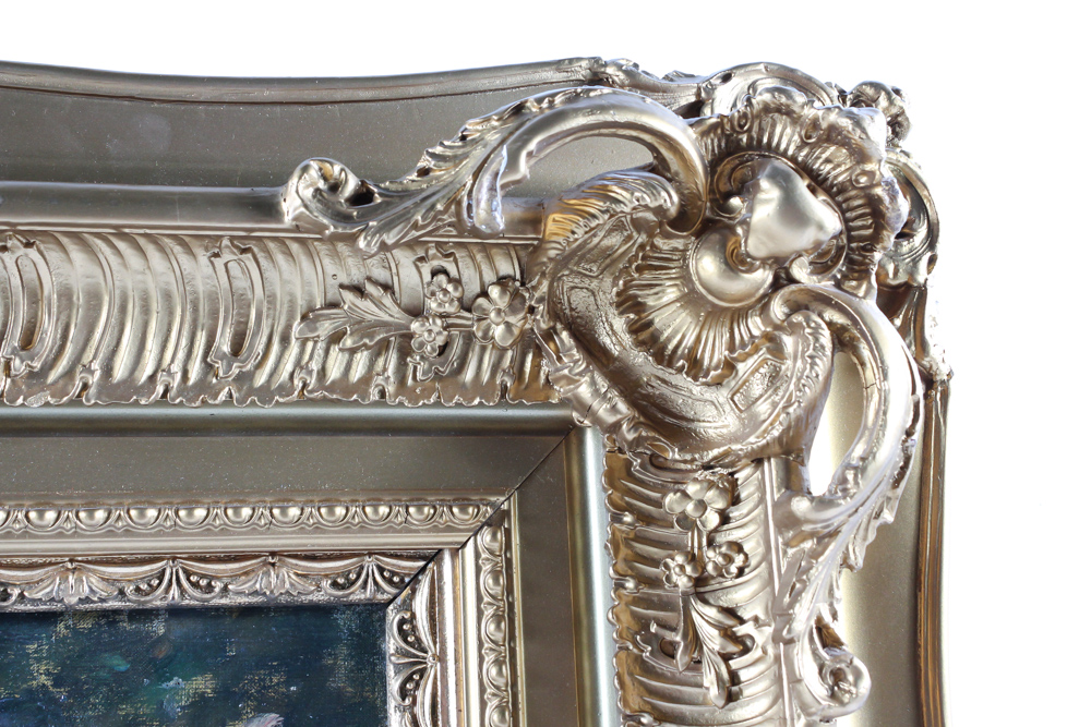 Antique Oil on Canvas with Elaborate Gilt Frame