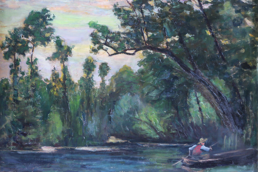 Antique Oil on Canvas with Elaborate Gilt Frame