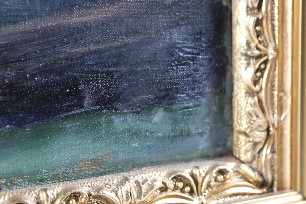 Antique Oil on Canvas with Elaborate Gilt Frame